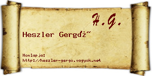 Heszler Gergő névjegykártya